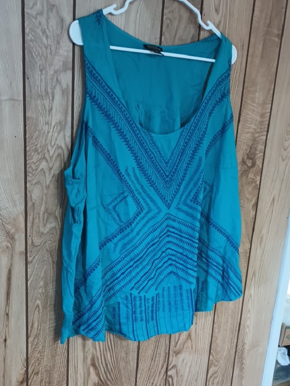 Lucky Brand Teal Embroidered Sleeveless Tank